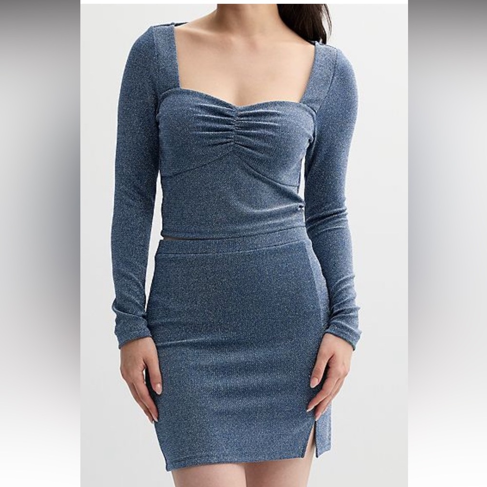Holiday top & skirt set Sparkly Blue S
